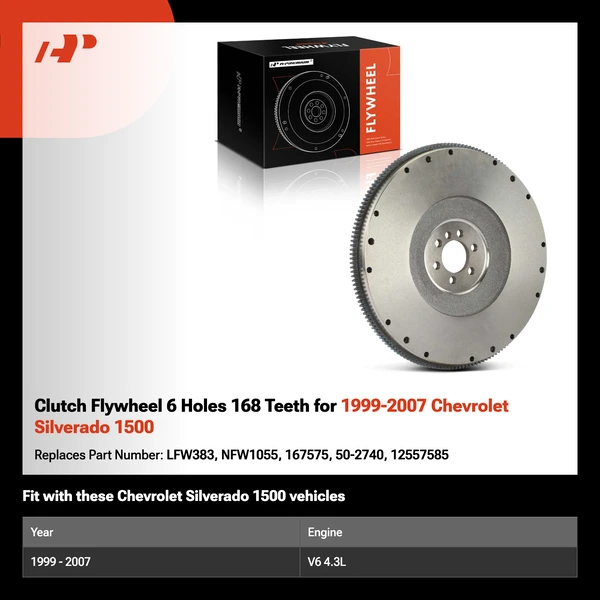 Clutch Flywheel 6 Holes 168 Teeth for 1999-2007 Chevrolet Silverado 1500