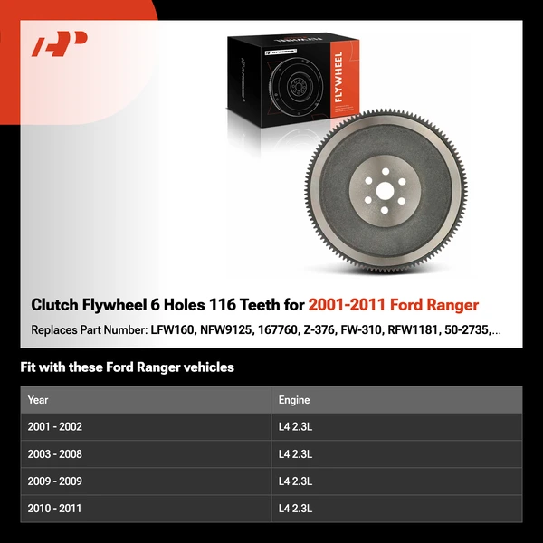 Clutch Flywheel 6 Holes 116 Teeth for 2001-2011 Ford Ranger