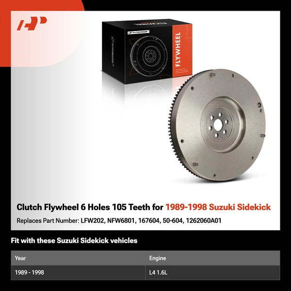 Clutch Flywheel 6 Holes 105 Teeth for 1989-1998 Suzuki Sidekick