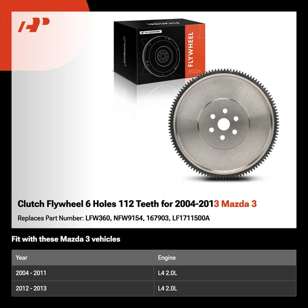 Clutch Flywheel 6 Holes 112 Teeth for 2004-2013 Mazda 3