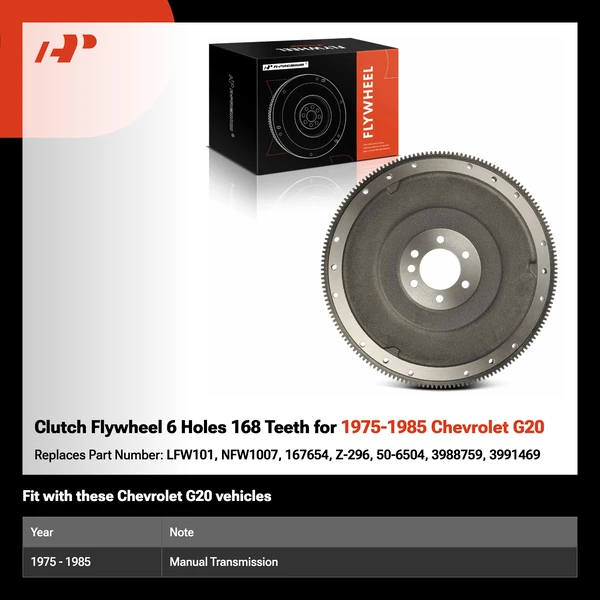 Clutch Flywheel 6 Holes 168 Teeth for 1975-1985 Chevrolet G20