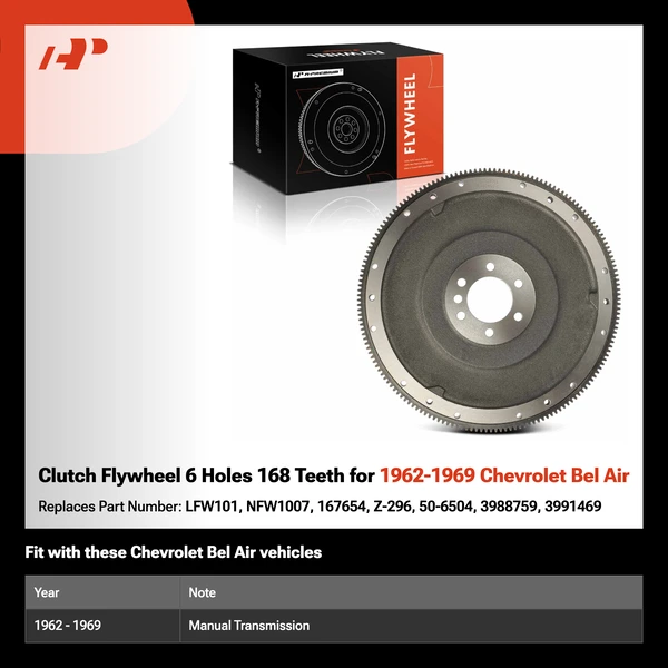 Clutch Flywheel 6 Holes 168 Teeth for 1962-1969 Chevrolet Bel Air