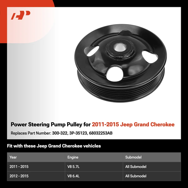Power Steering Pump Pulley for 2011-2015 Jeep Grand Cherokee