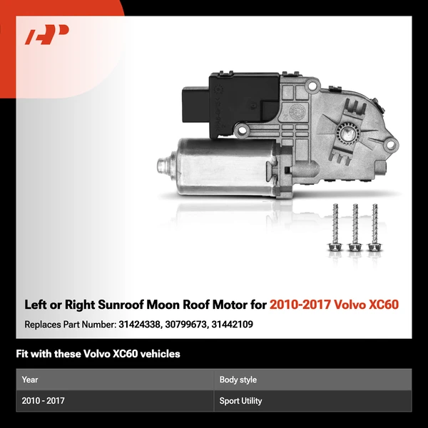 Left or Right Sunroof Moon Roof Motor for 2010-2017 Volvo XC60