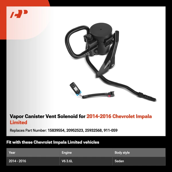 Vapor Canister Vent Solenoid for 2014-2016 Chevrolet Impala Limited