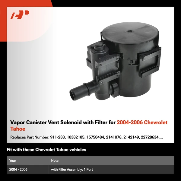 Vapor Canister Vent Solenoid with Filter for 2004-2006 Chevrolet Tahoe