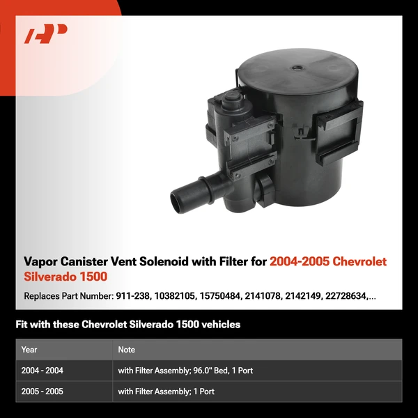 Vapor Canister Vent Solenoid with Filter for 2004-2005 Chevrolet Silverado 1500