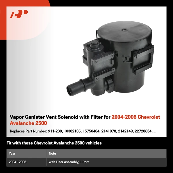 Vapor Canister Vent Solenoid with Filter for 2004-2006 Chevrolet Avalanche 2500