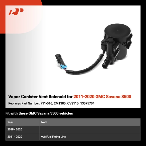 Vapor Canister Vent Solenoid for 2011-2020 GMC Savana 3500
