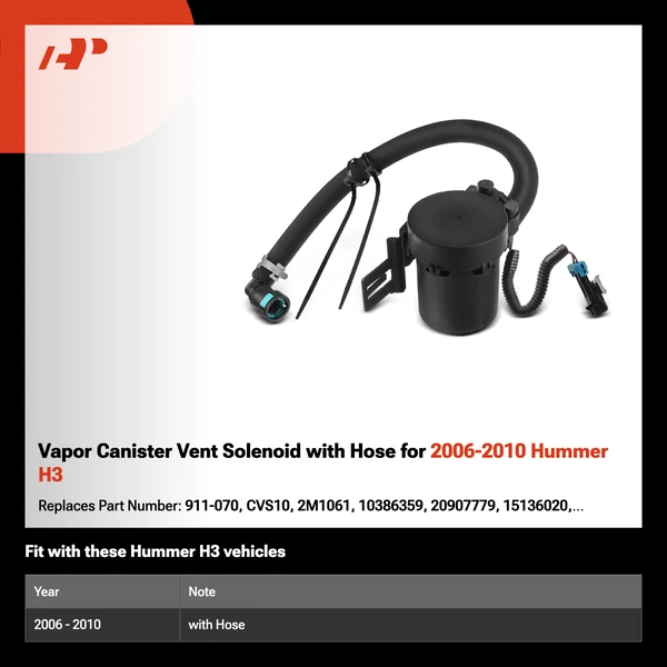 Vapor Canister Vent Solenoid with Hose for 2006-2010 Hummer H3