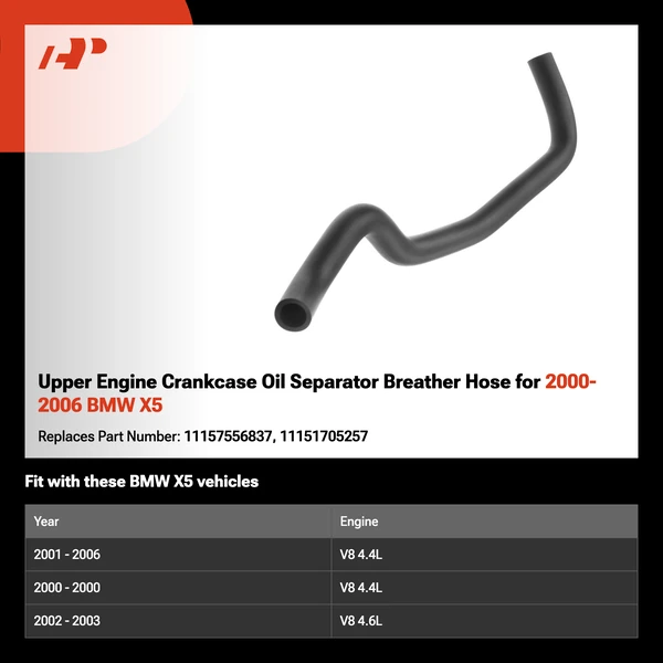 Upper Engine Crankcase Oil Separator Breather Hose for 2000-2006 BMW X5