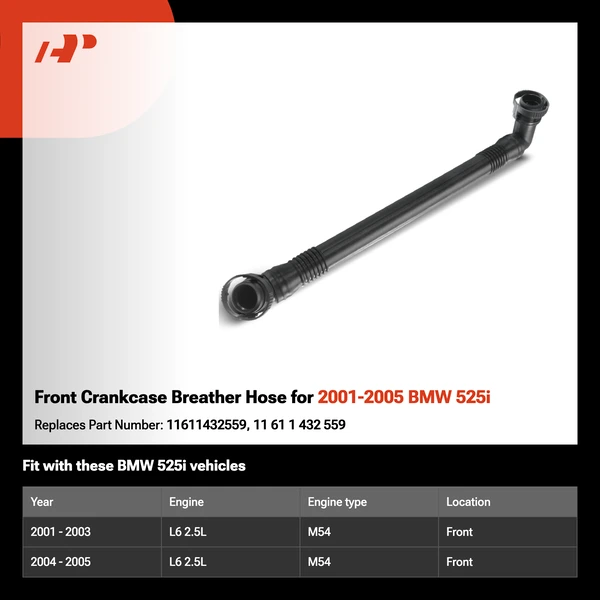 Front Crankcase Breather Hose for 2001-2005 BMW 525i
