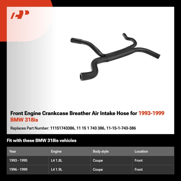Front Engine Crankcase Breather Air Intake Hose for 1993-1999 BMW 318is