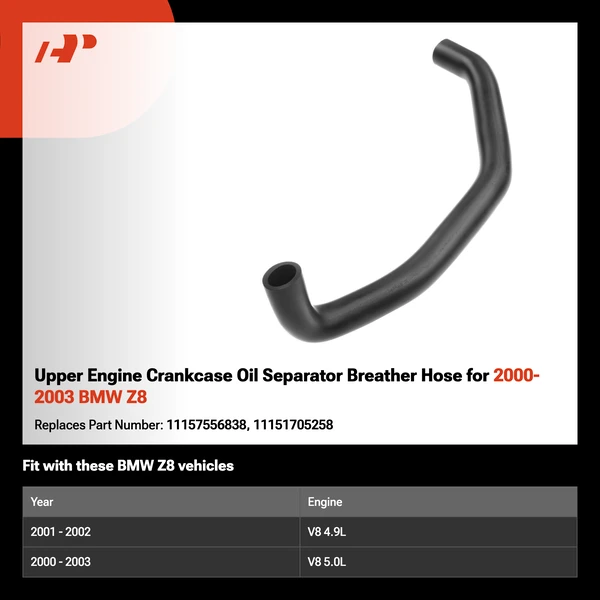 Upper Engine Crankcase Oil Separator Breather Hose for 2000-2003 BMW Z8