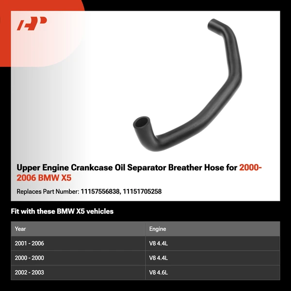 Upper Engine Crankcase Oil Separator Breather Hose for 2000-2006 BMW X5