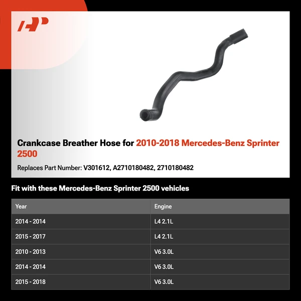 Crankcase Breather Hose for 2010-2018 Mercedes-Benz Sprinter 2500