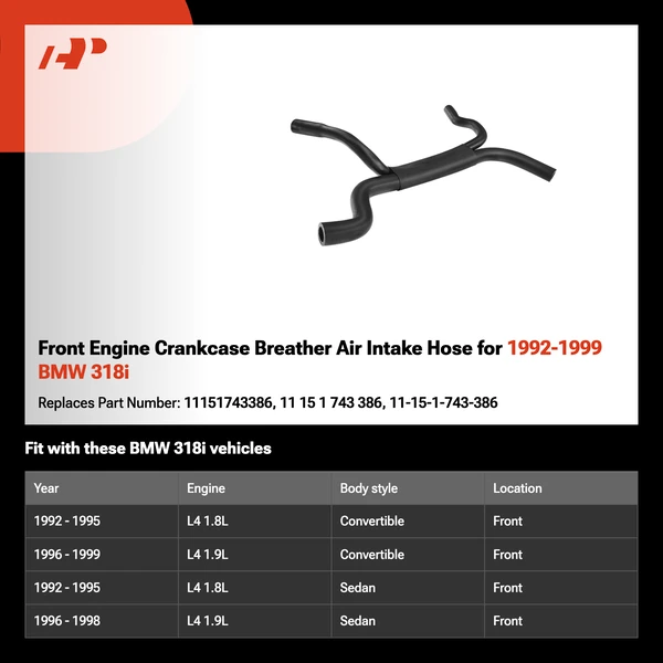 Front Engine Crankcase Breather Air Intake Hose for 1992-1999 BMW 318i