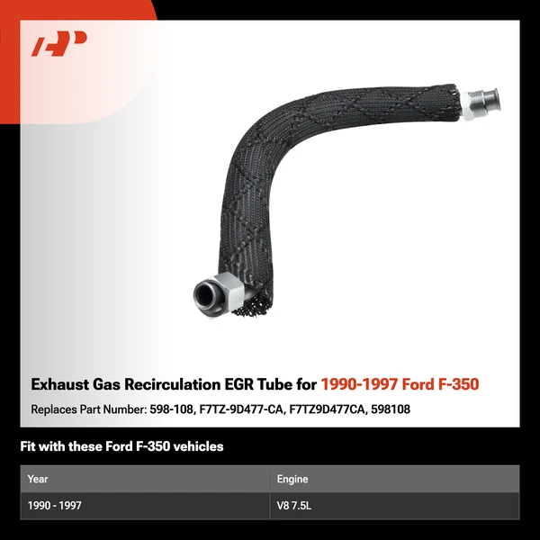 Exhaust Gas Recirculation EGR Tube for 1990-1997 Ford F-350