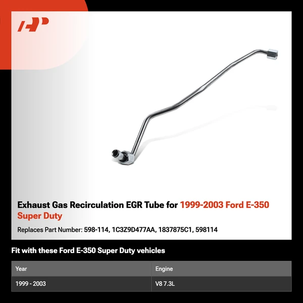 Exhaust Gas Recirculation EGR Tube for 1999-2003 Ford E-350 Super Duty