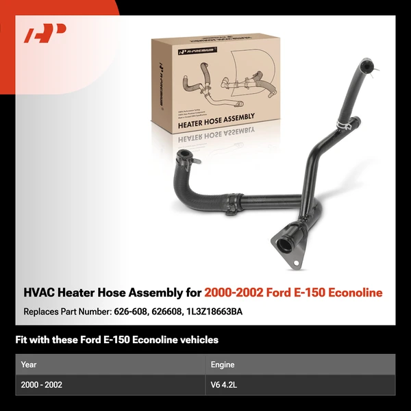 HVAC Heater Hose Assembly for 2000-2002 Ford E-150 Econoline