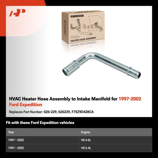 HVAC Heater Hose Assembly to Intake Manifold for 1997-2002 Ford Expedition