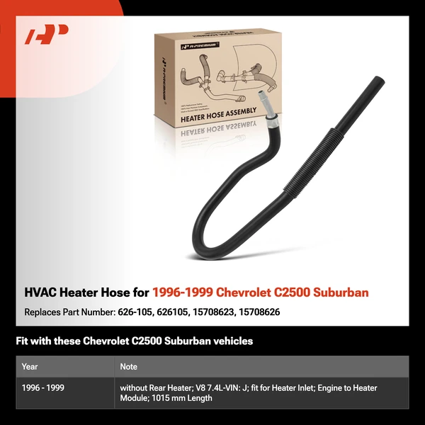 HVAC Heater Hose for 1996-1999 Chevrolet C2500 Suburban