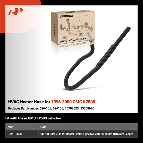 HVAC Heater Hose for 1996-2000 GMC K2500