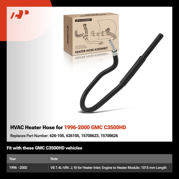 HVAC Heater Hose for 1996-2000 GMC C3500HD