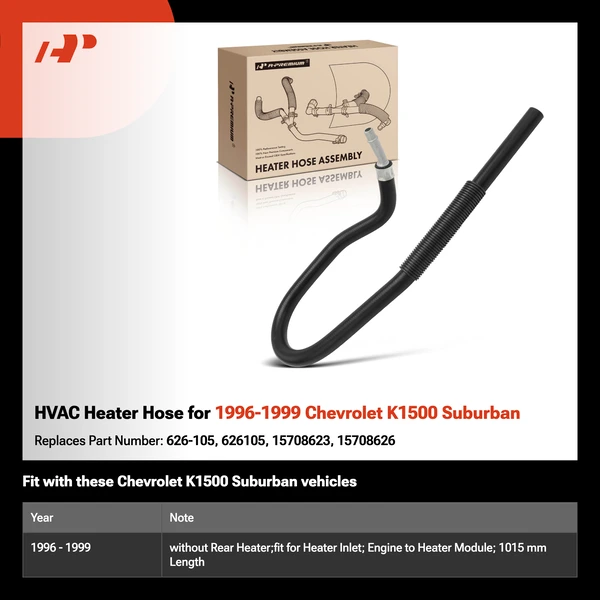 HVAC Heater Hose for 1996-1999 Chevrolet K1500 Suburban