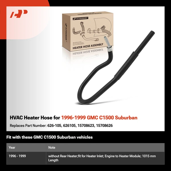 HVAC Heater Hose for 1996-1999 GMC C1500 Suburban