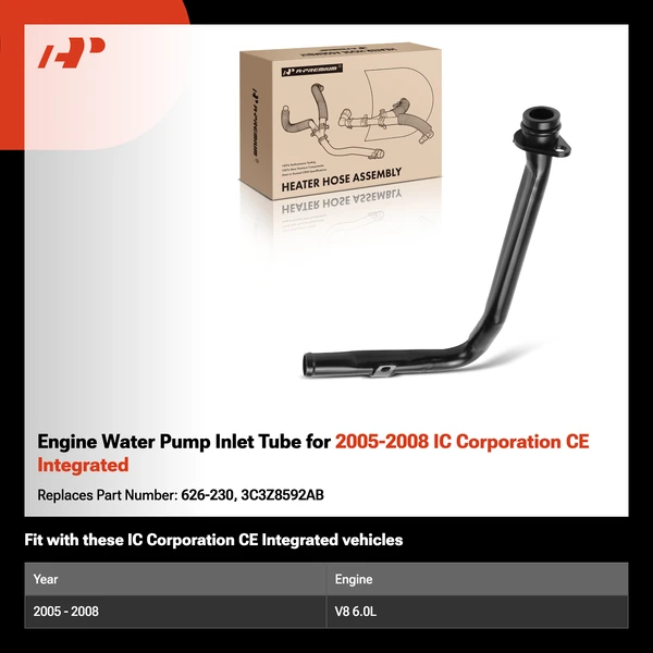 Engine Water Pump Inlet Tube for 2005-2008 IC Corporation CE Integrated