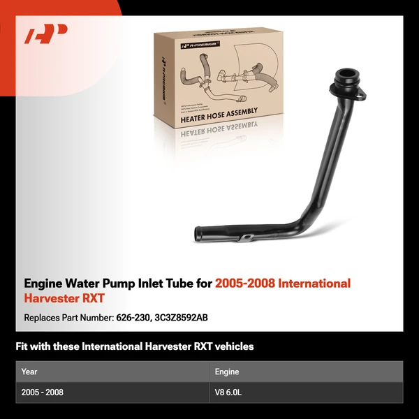 Engine Water Pump Inlet Tube for 2005-2008 International Harvester RXT