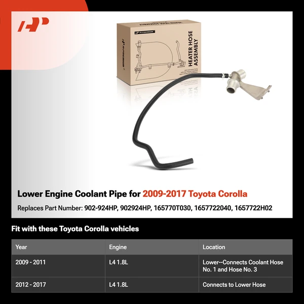 Lower Engine Coolant Pipe for 2009-2017 Toyota Corolla