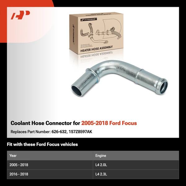 Coolant Hose Connector for 2005-2018 Ford Focus