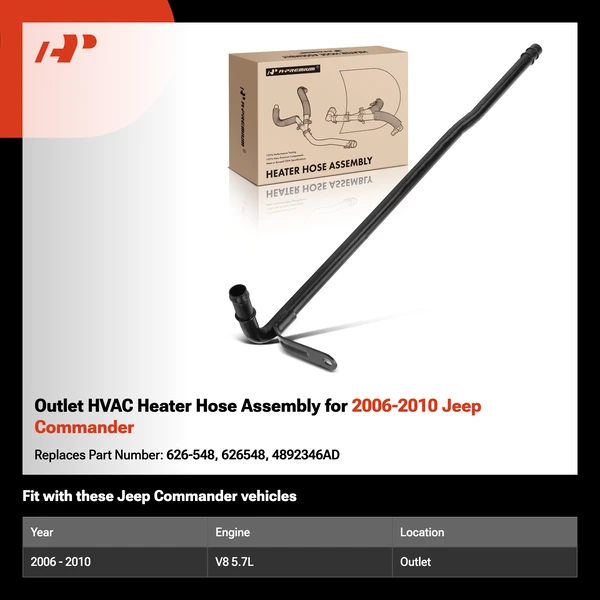 Outlet HVAC Heater Hose Assembly for 2006-2010 Jeep Commander