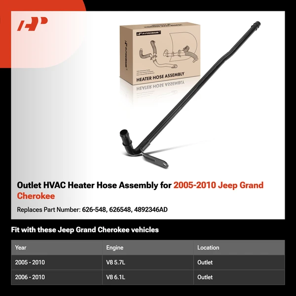 Outlet HVAC Heater Hose Assembly for 2005-2010 Jeep Grand Cherokee