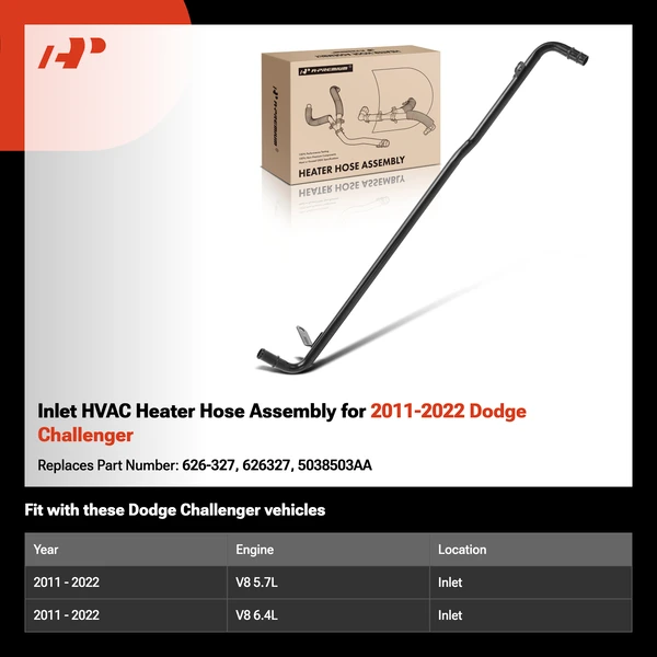 Inlet HVAC Heater Hose Assembly for 2011-2022 Dodge Challenger