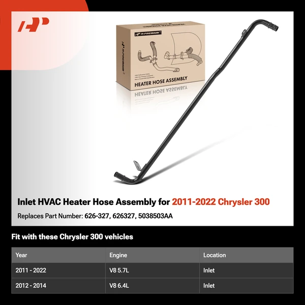 Inlet HVAC Heater Hose Assembly for 2011-2022 Chrysler 300