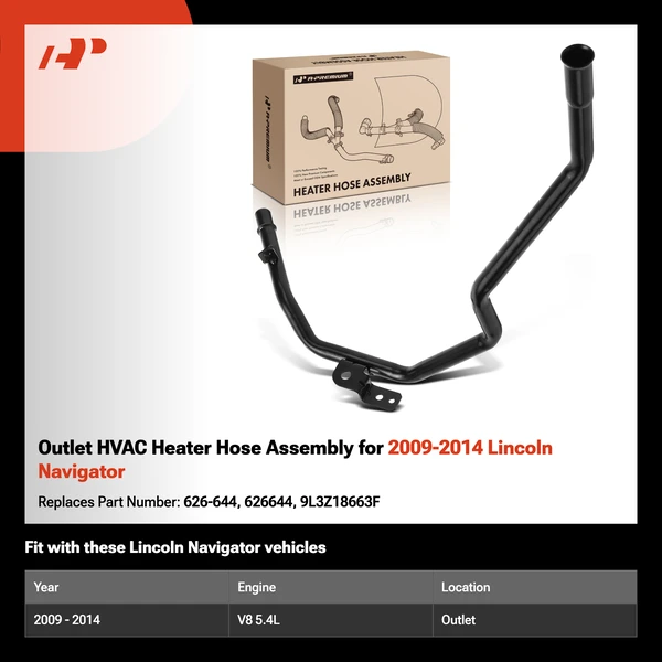 Outlet HVAC Heater Hose Assembly for 2009-2014 Lincoln Navigator