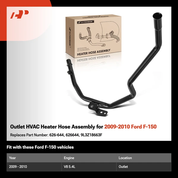 Outlet HVAC Heater Hose Assembly for 2009-2010 Ford F-150