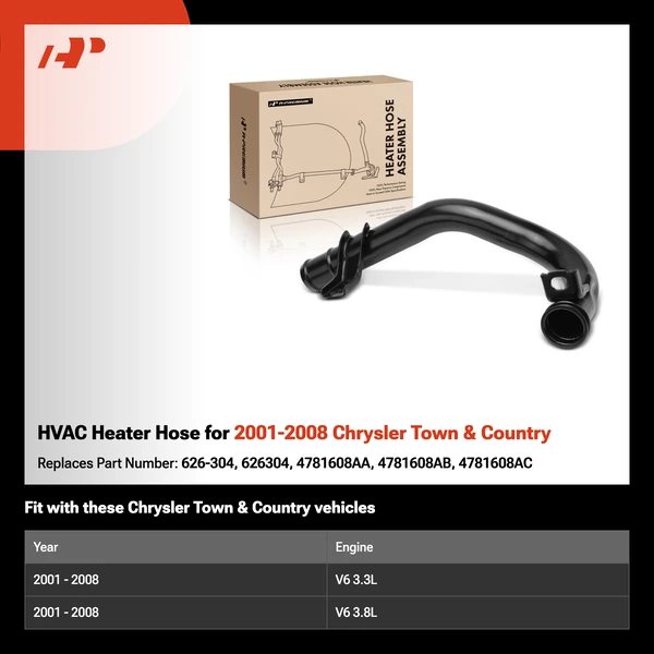 HVAC Heater Hose for 2001-2008 Chrysler Town & Country