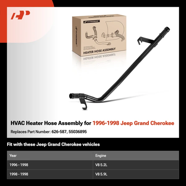 HVAC Heater Hose Assembly for 1996-1998 Jeep Grand Cherokee