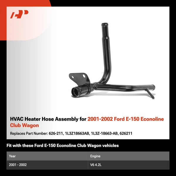 HVAC Heater Hose Assembly for 2001-2002 Ford E-150 Econoline Club Wagon