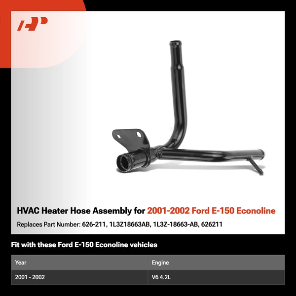 HVAC Heater Hose Assembly for 2001-2002 Ford E-150 Econoline
