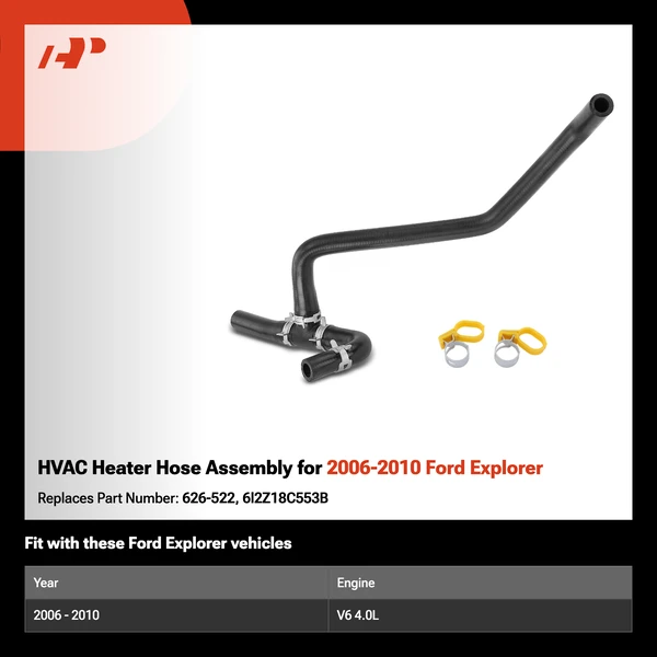 HVAC Heater Hose Assembly for 2006-2010 Ford Explorer