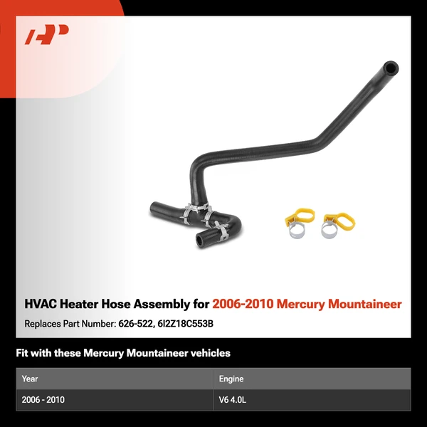 HVAC Heater Hose Assembly for 2006-2010 Mercury Mountaineer