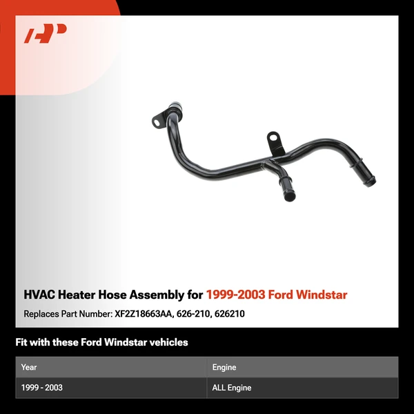 HVAC Heater Hose Assembly for 1999-2003 Ford Windstar