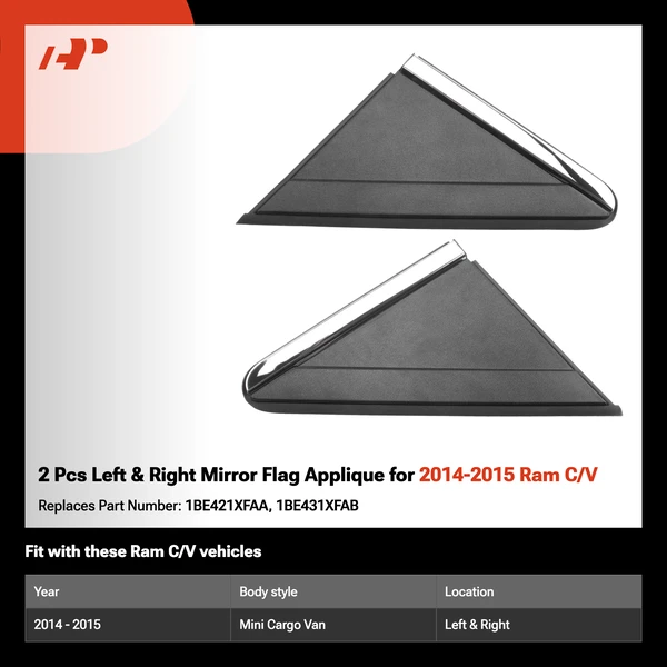 2 Pcs Left & Right Mirror Flag Applique for 2014-2015 Ram C/V