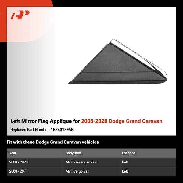 Left Mirror Flag Applique for 2008-2020 Dodge Grand Caravan