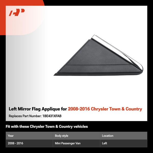 Left Mirror Flag Applique for 2008-2016 Chrysler Town & Country